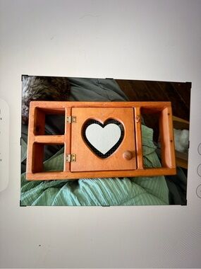 Wooden Heart Cut Out Shelf- with White Heart-Cottagecore